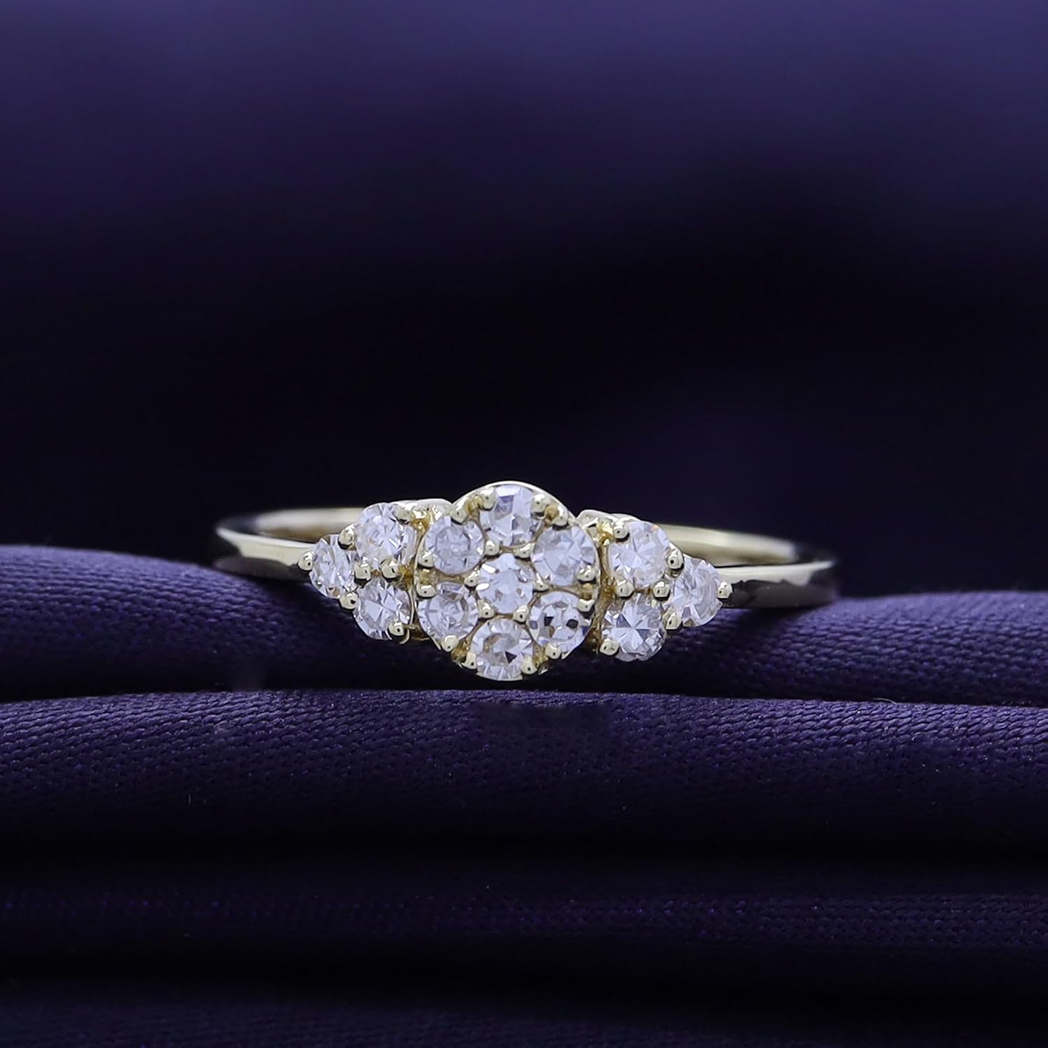 SAVEARTH DIAMONDS Cluster Wedding Ring for Women 1/3 Carat (ctw) Round Cut Lab Grown Diamond Flower Engagement Rings in 14K Gold Plated 925 Sterling Silver or Vermeil Jewelry for Her