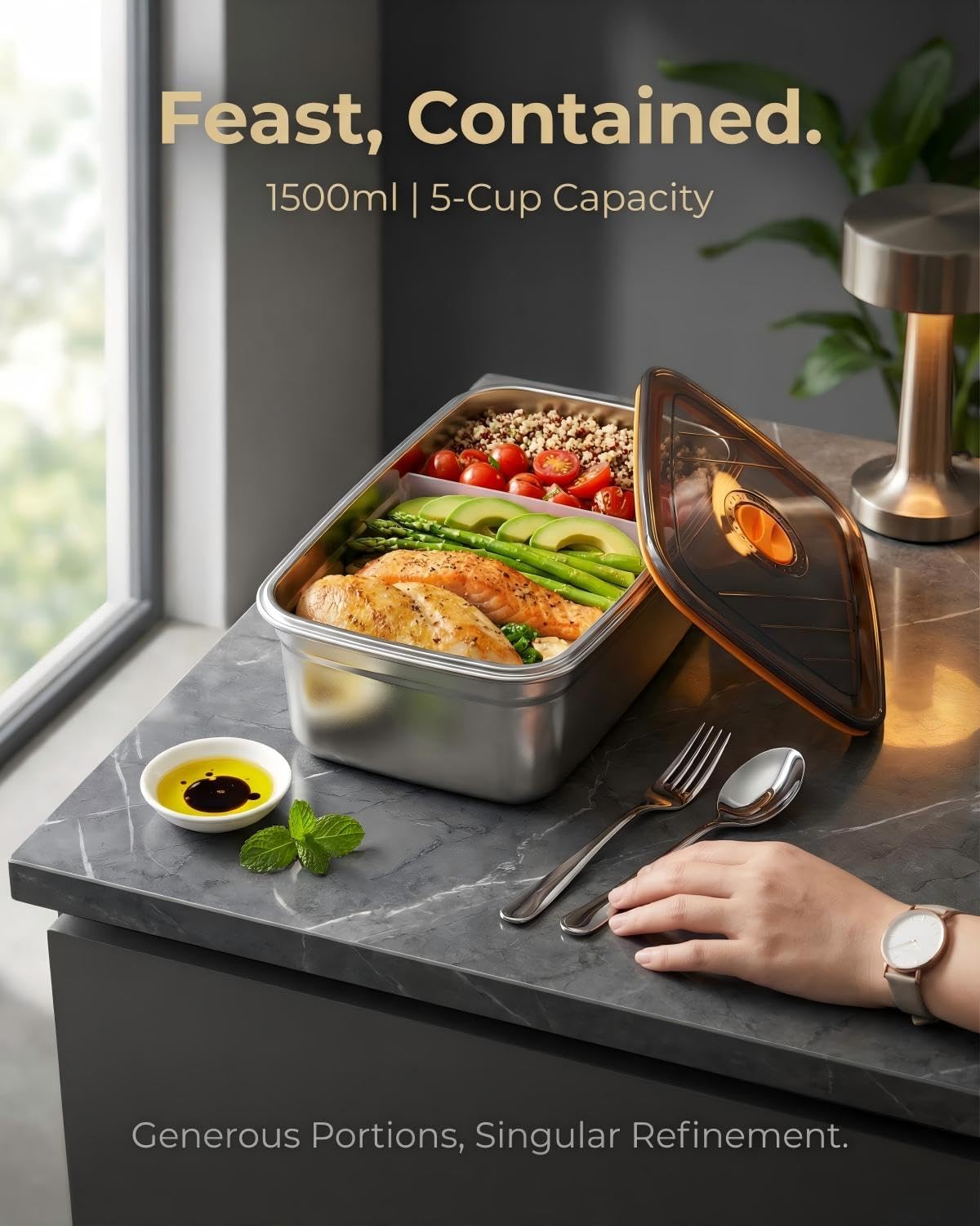 RUDAP Cordless Electric Lunch Box, 24000mAh Rechargeable 1.2L Portable Food Warmer with 5 Heating Modes, Auto Temperature Control, Heated Lunch Box – Perfect for Truck, Office, or Outdoor Worksite