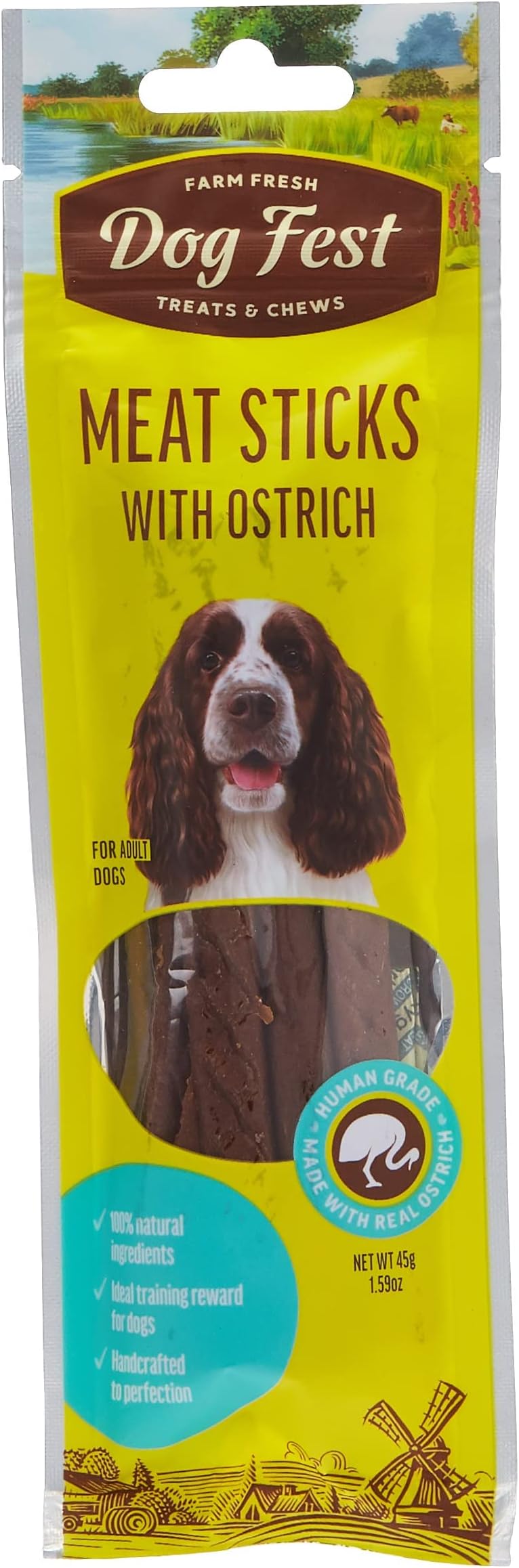 Dog Fest Meat Sticks With Ostrich For Adult Dogs 45g, multicolor