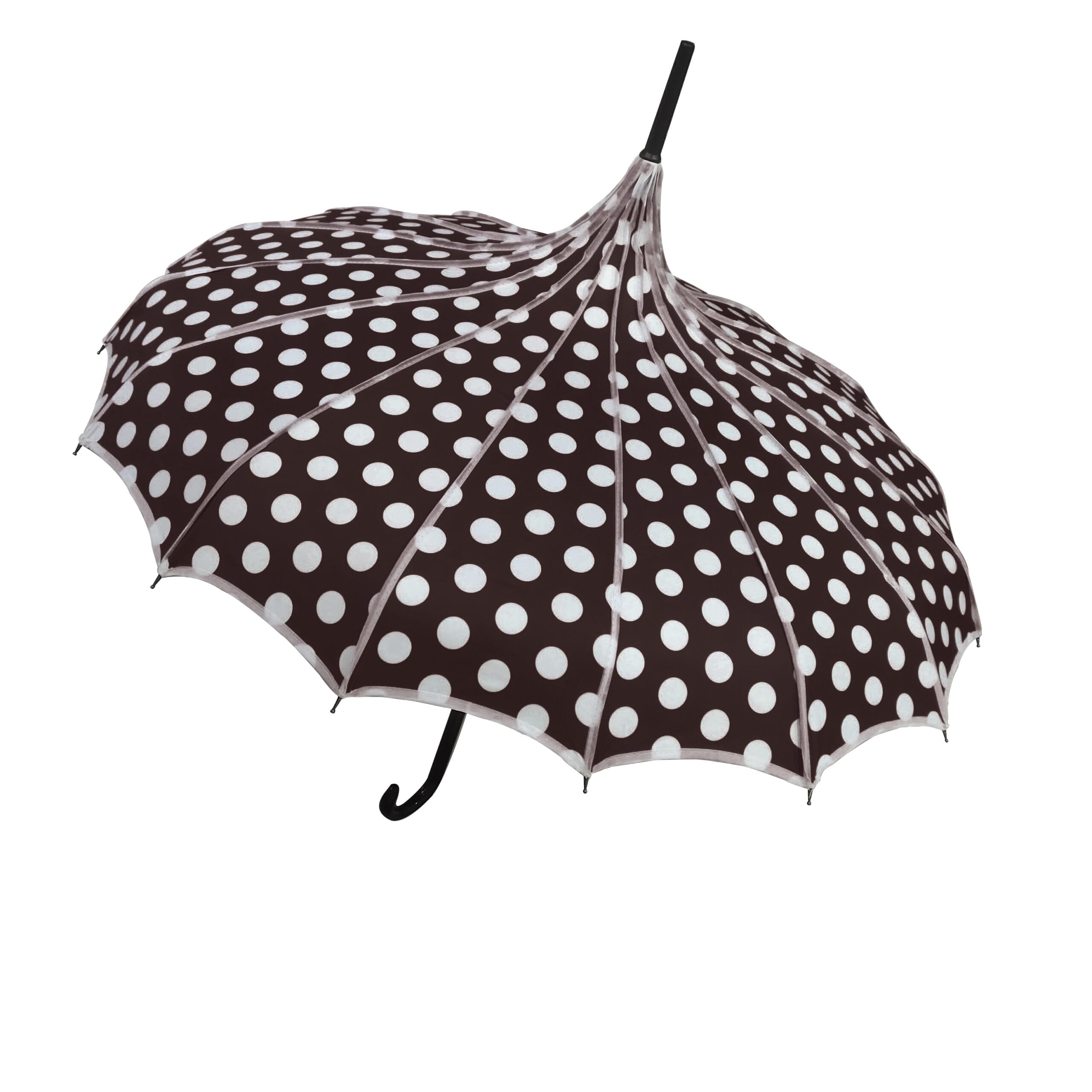 Soake Black Boutique Polka Dot Ribbed Pagoda Umbrella