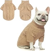 Vista 15 de BEAUTYZOO Suéter para perro pequeño - Cuello alto, suéter clásico de punto trenzado, abrigo de invierno suave, ropa para clima frío para perros