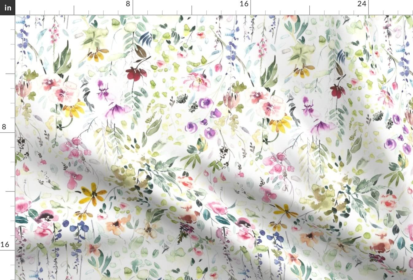 Spoonflower Fabric - Watercolor Floral Botanical Wildflowers Spring Summer Meadow Garden Printed on Minky Fabric by the Yard - Sewing Baby Blankets Quilt Backing Plush