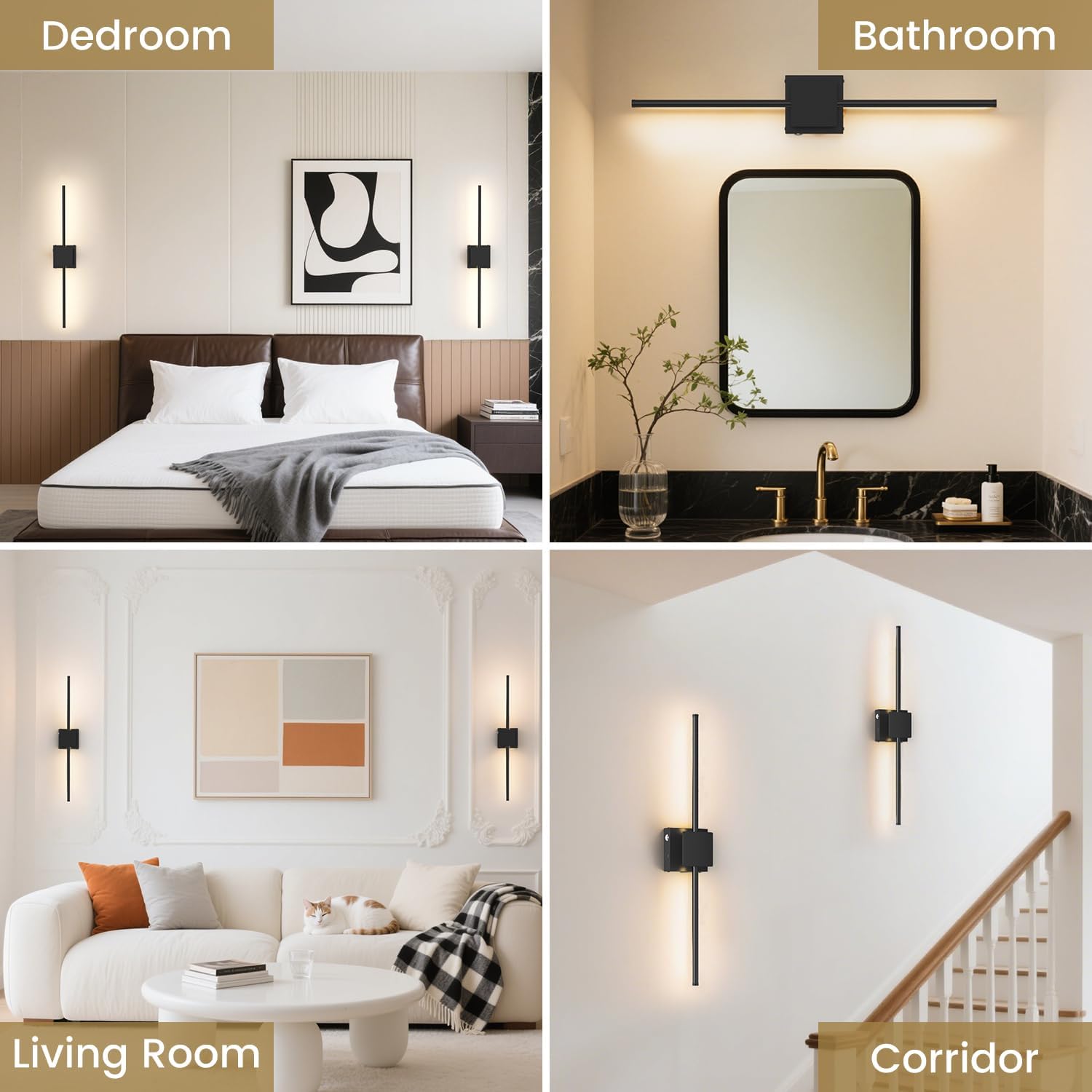 Wall Sconces Set of Two - Battery Operated Wall Sconce with Remote ＆ Touch Control,Wireless Wall Lights with 3000K-6000K LED. DIY Rotatable Wall Lamp for Bedroom，Bathroom.(2 Pack)