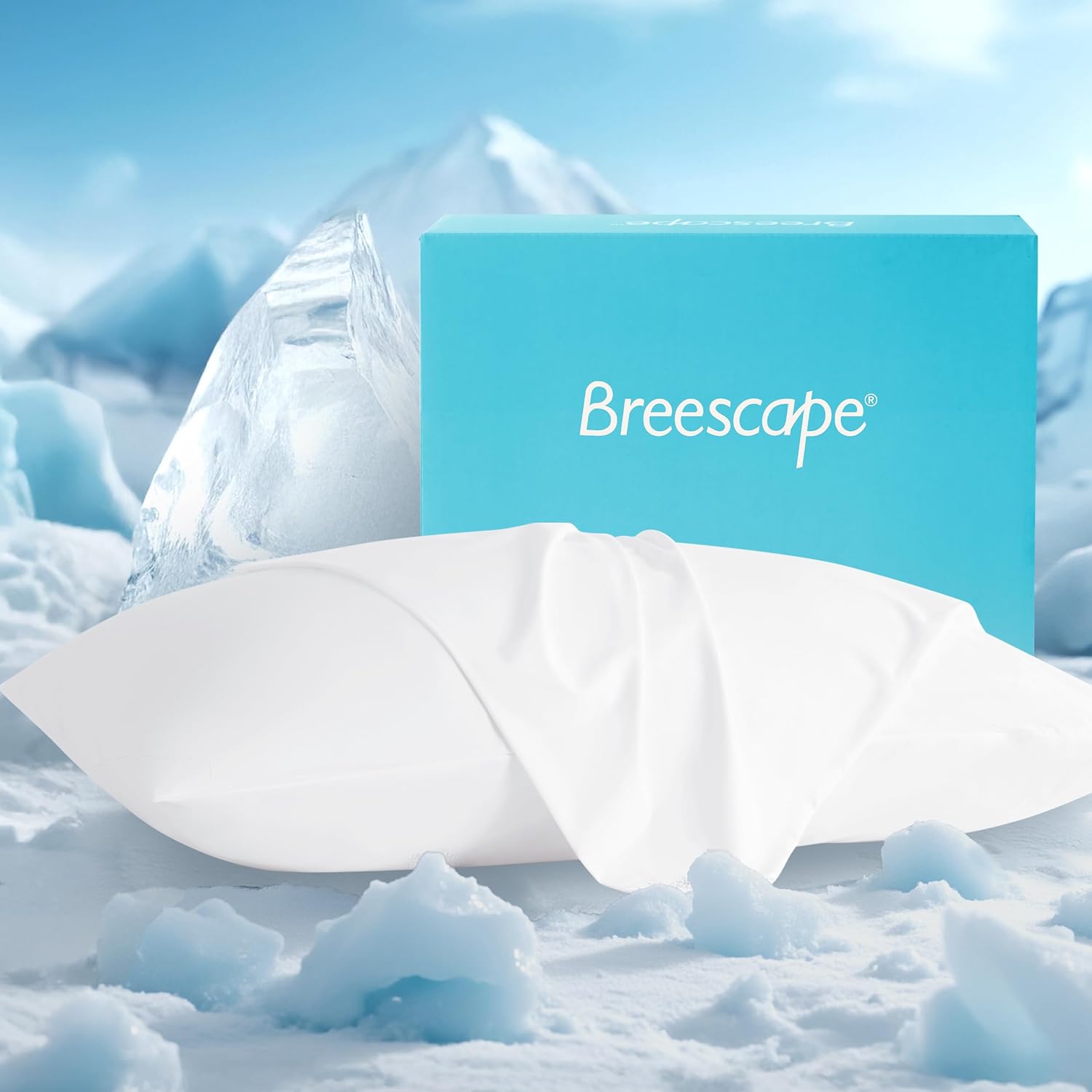 Breescape Cooling Pillow Cases Standard/Queen Size - BlendTek™ Dry & Cool Technology for Hot Sleepers and Night Sweats, 2 Pack Soft & Smooth Pillowcases for Hair & Skin Care, 20" x 30", Snow White