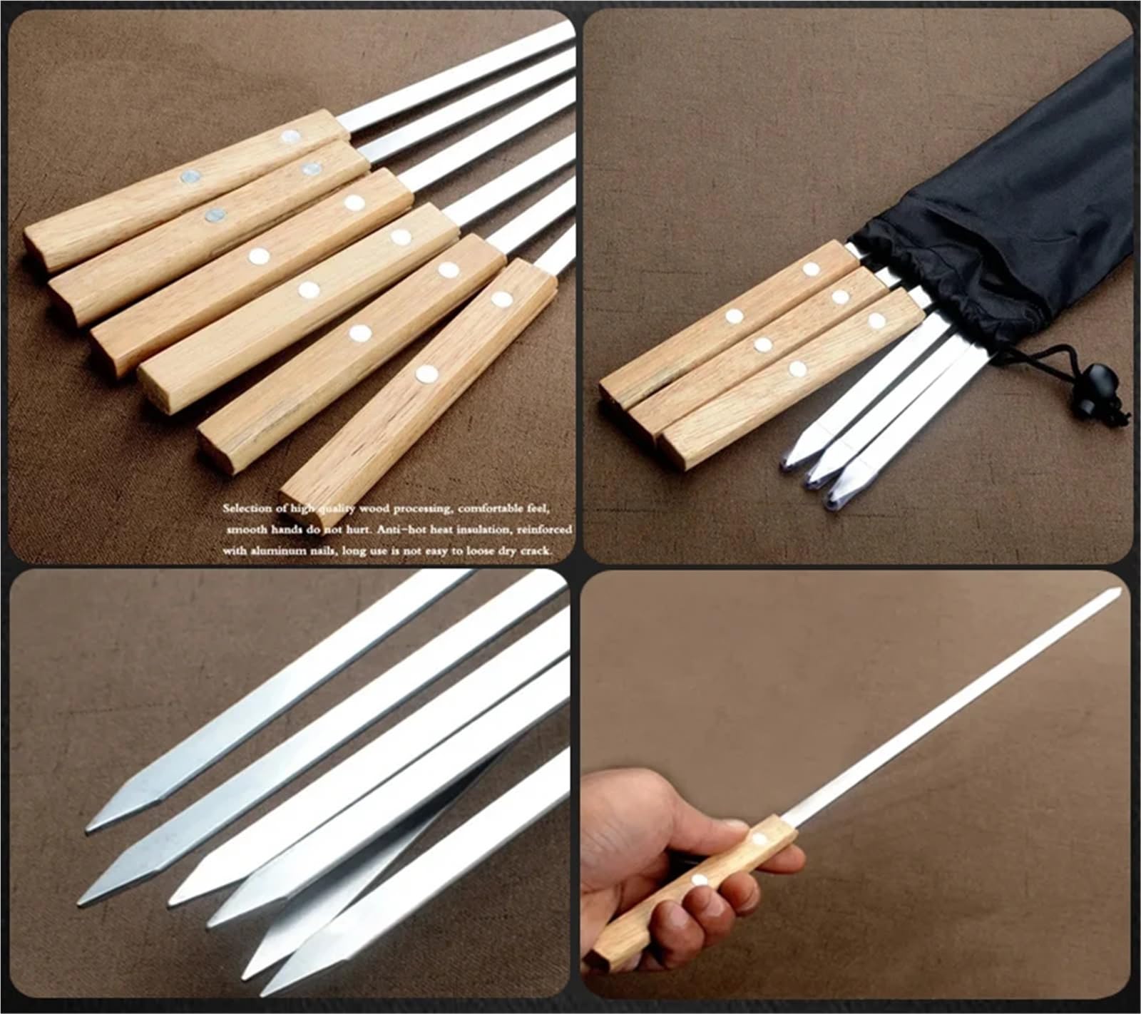 Grill zubehör 21 Zoll langer, flacher Grillspieß aus Edelstahl 340 for professionelle Grillspieße(12pcs kabob skewers)