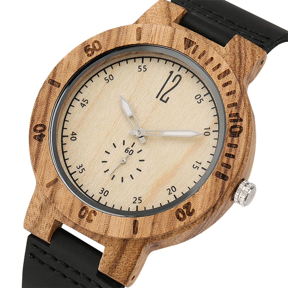 CAIDAI&YL Orologio da Uomo in Legno Naturale ed Elegante, Personalizzato con Incisione su Mio Padre, Orologio da Polso, Orologio da Polso per la Festa del papà, con Scatola dell'orologio