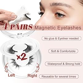 Higu clace Magnetic-Eyelashes with Applicator 4 Pairs Magnetic-Lashes Natural Look Wispy Magnet Lashes Easy to Wear and RemoveDJCX-A01)