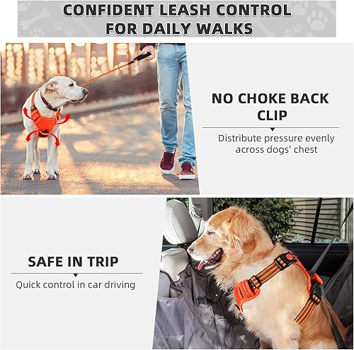 Miniatura 5 de Juqiboom Arnés para perro sin tirones chaleco acolchado suave ajustable chaleco Oxford reflectante sin estrangulamiento para mascotas con mango de