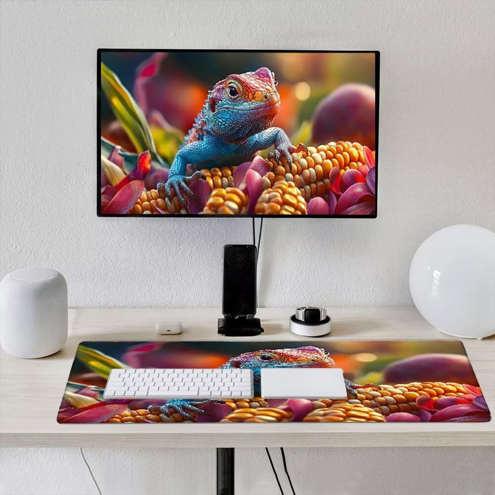 Podkładka pod mysz dla graczy, 1600x800mm XXL podkładka pod mysz do gier duża, zmywalna klawiatura biurowa mata antypoślizgowa gumowa wodoodporna, szyte krawędzie, gracz komputer PC, kolor lezard xR5