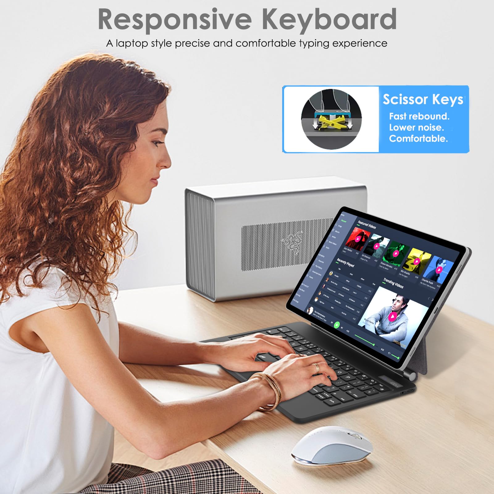 TECHGEAR Funda con teclado para Samsung Galaxy Tab S11 S9 S8 S7 de 11 pulgadas S10 Lite/S9 FE/S10 FE 10.9 pulgadas, soporte flotante magnético, trackpad, retroiluminación de 7 colores, QWERTY del