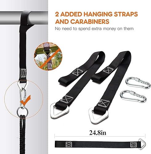 Miniatura 4 de PACEARTH Columpio de árbol de 40 pulgadas, capacidad de peso de 900 libras, 2 correas colgantes adicionales, cuerdas ajustables de múltiples hebras,