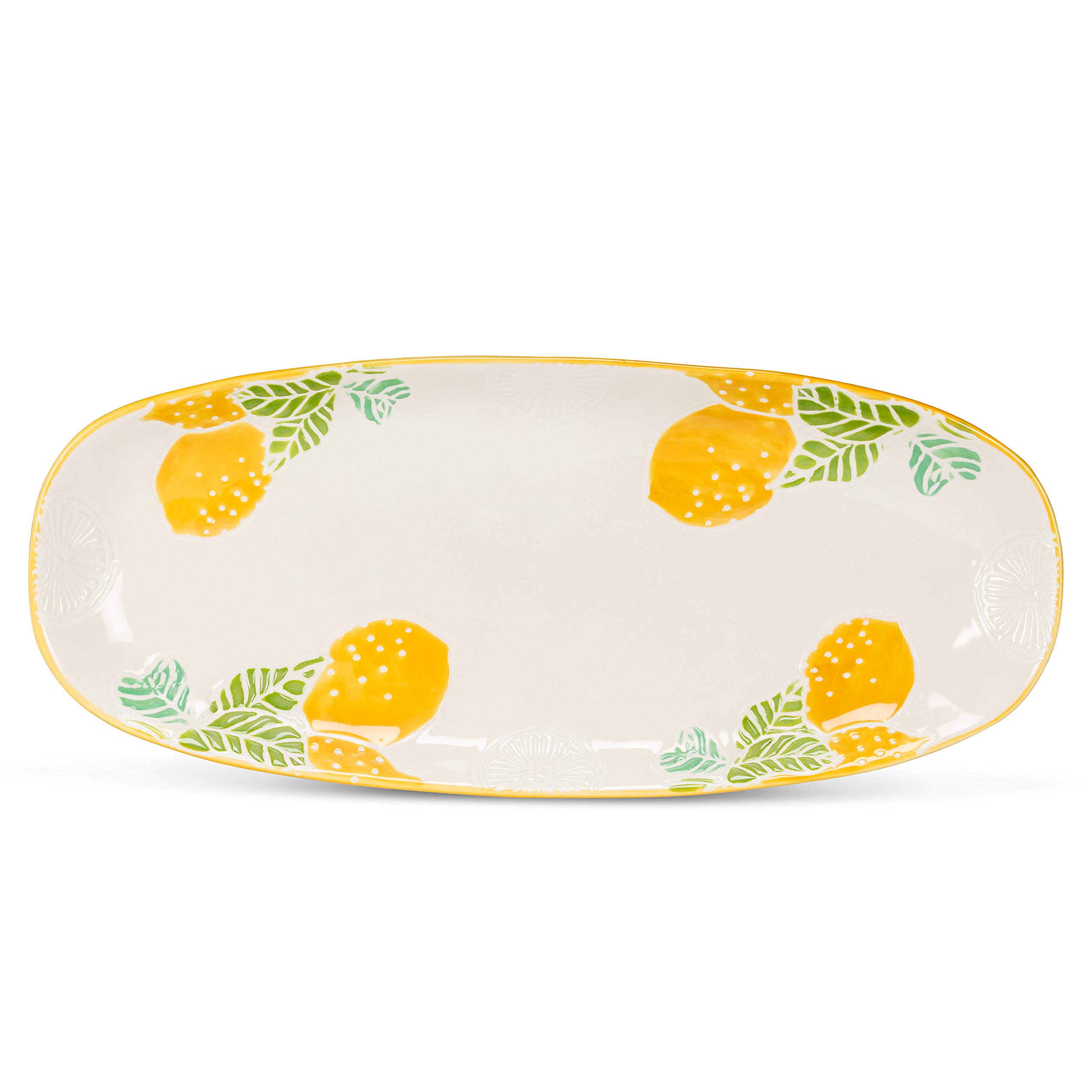 Abbott Collection 27-Meyer Fresh Lemon Oval Platter, Ivory/Yellow