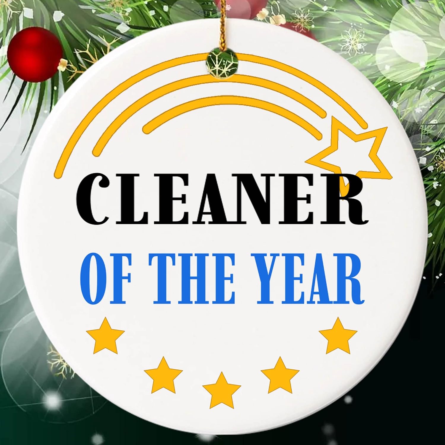 Congratulation Gift For Cleaner Ornament Cirle Ceramic - The Awesome Cleaner Of The Year