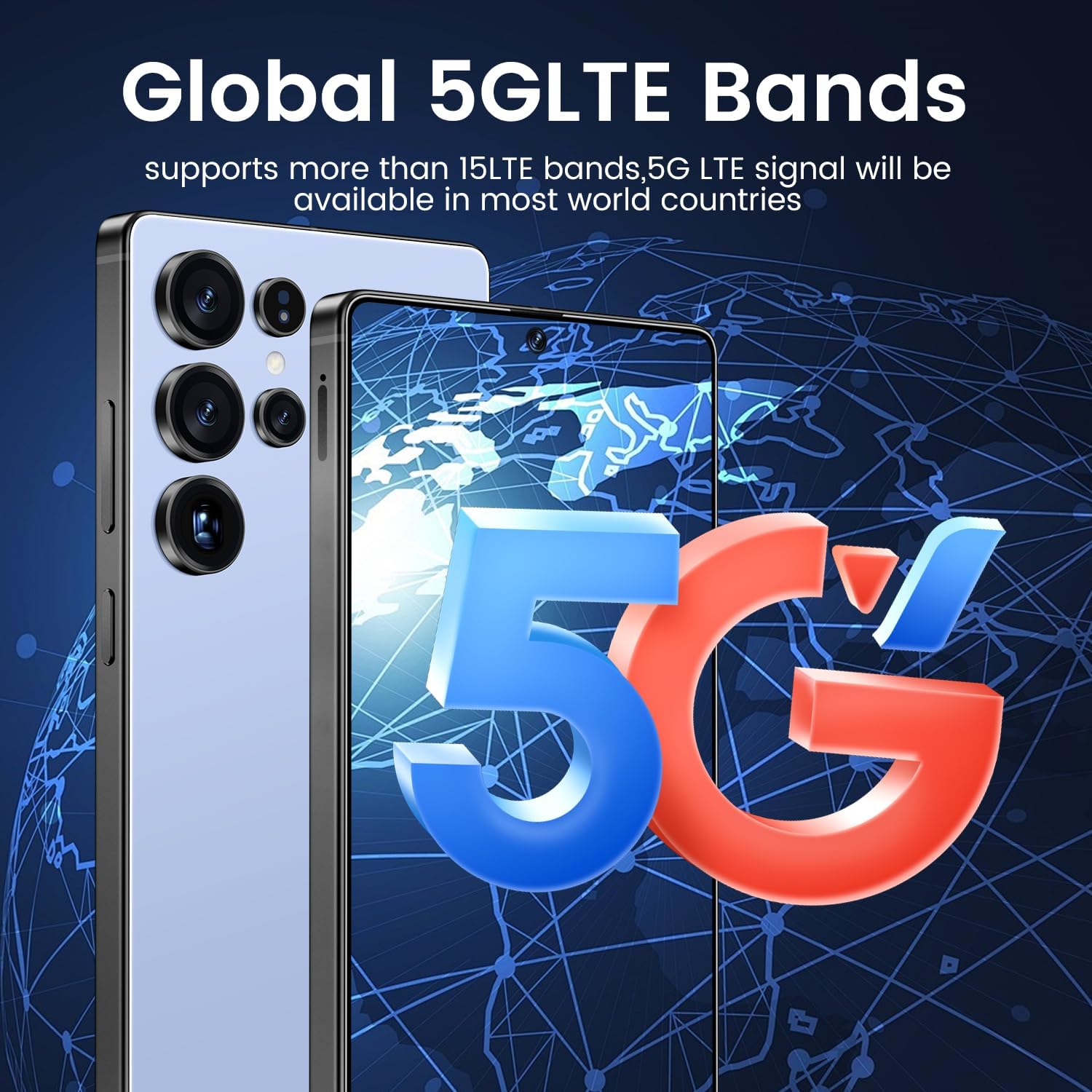 JQAKP I25 Ultra Smartphone 16+512GB | Android 14 | Snapdragon 8 Gen 3 | 68MP+108MP Dual Camera | 7000mAh Battery | 6.99" FHD+ Display | Outperform Competitors in Speed & Power (Titanium Blue)
