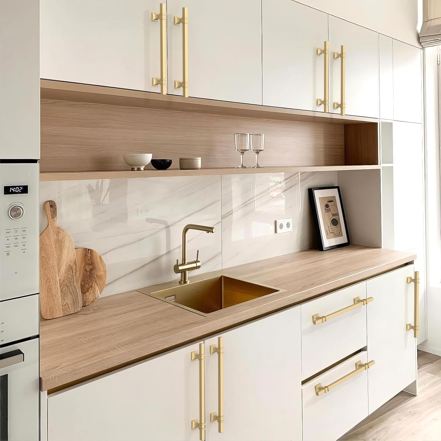10 Pack Brushed Gold Cabinet Pulls 6.3 Inch(160mm) Kitchen Cabinet Handles Drawer Pulls