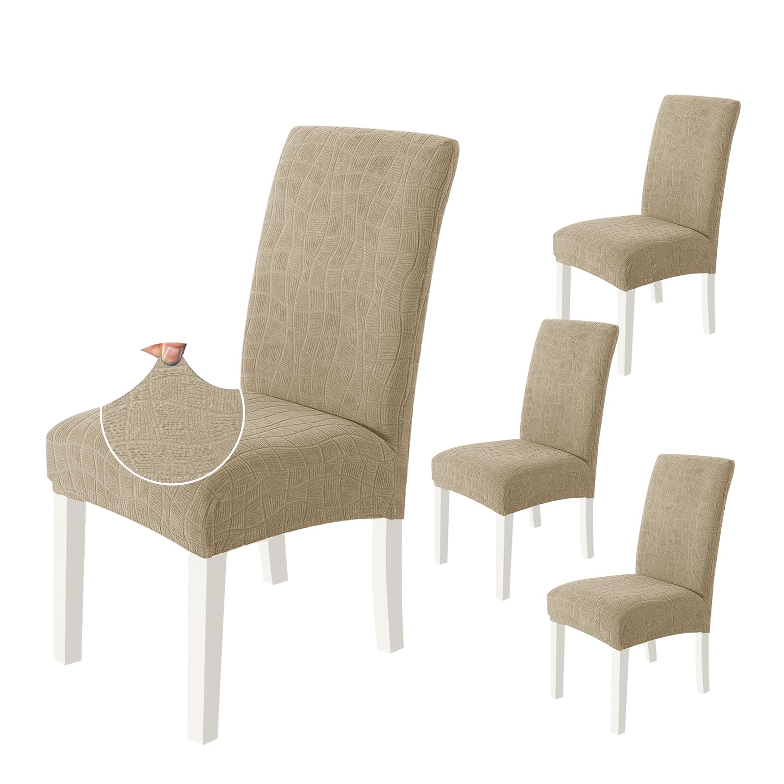 Ystyle Stretch Stuhlhussen 4er Set, Stuhlbezug Elastischer, Hussen Für Stühle Abnehmbarer, Stuhlbezüge Chair Cover Langlebig Universal, Für Bankett Deko Und Hochzeit Partys, Khaki
