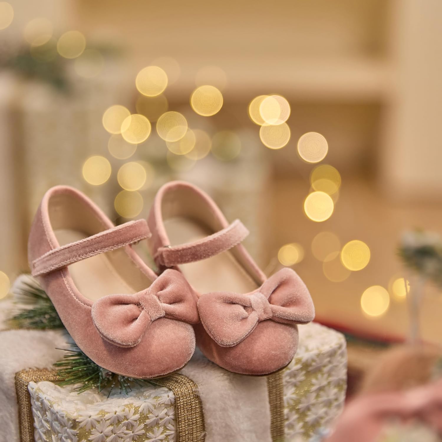 ESTINE Mary Jane Shoes for Toddler Little Kid Girls- Girl Velvet Bow Dress Ballet Flats - Image 3