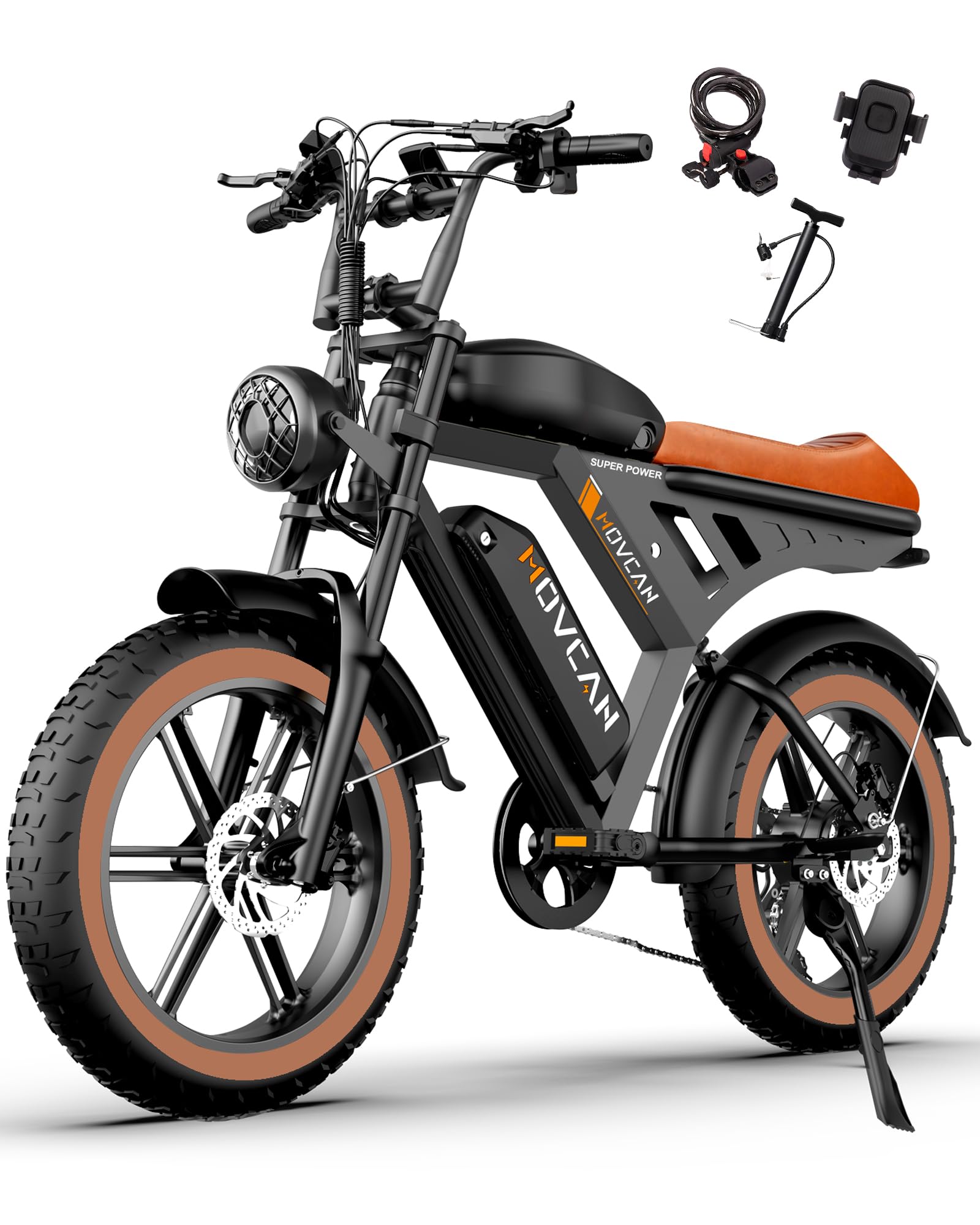 MOVCAN V30 Series Electric Bike for Adults 3000W/1500W/1000W Motor 20" Fat Tire Ebike,37.5MPH/32MPH/28MPH 120/70 Miles,48V 40Ah/31.2/15.6 AH Battery Hydraulic Disc Brake Electric Motorcycle Bike