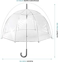Vista 17 de Totes Adult Clear Bubble Umbrella with Dome Canopy and Lightweight Wind and Rain Protection Transparente
