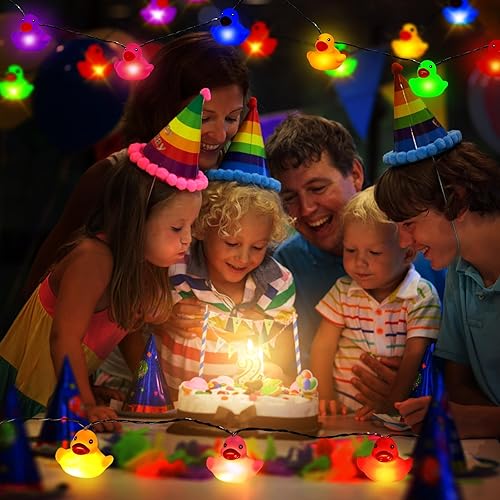 Miniatura 4 de Deekin Guirnalda de luces LED de goma con forma de pato de 100200 luces LED para árbol de Navidad, pato, funciona con pilas, luces decorativas para