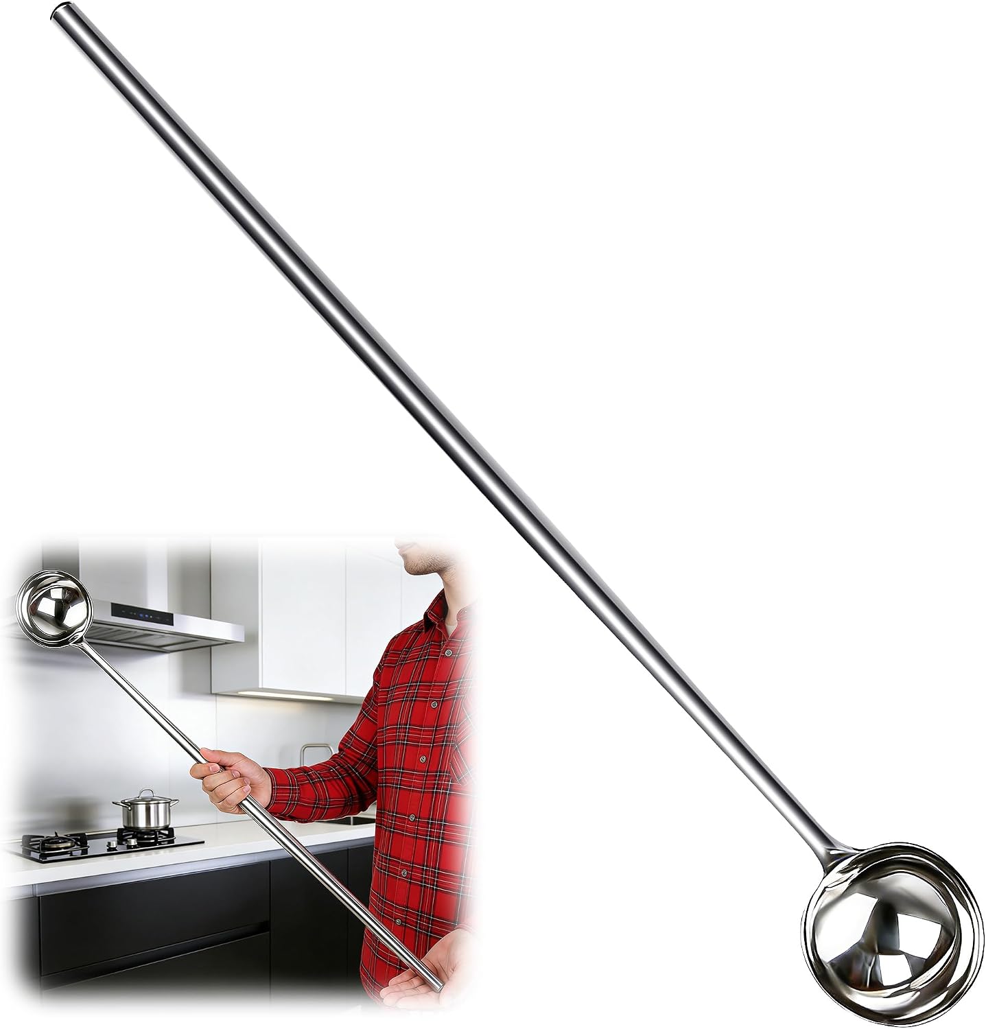 THOUSANDSUNNY Extra Large Stainless Steel Spoon, 47” Large Spoon Giant Commercial Cooking Ladle Big Utensils for Kitchen Home
