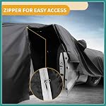 All-Weather Waterproof Car Cover - UV-Resistant Outdoor Full Exterior Protection for Fiat 500 2007-2022 190T-PU Black with Right Side Zipper Vehicle Supplies