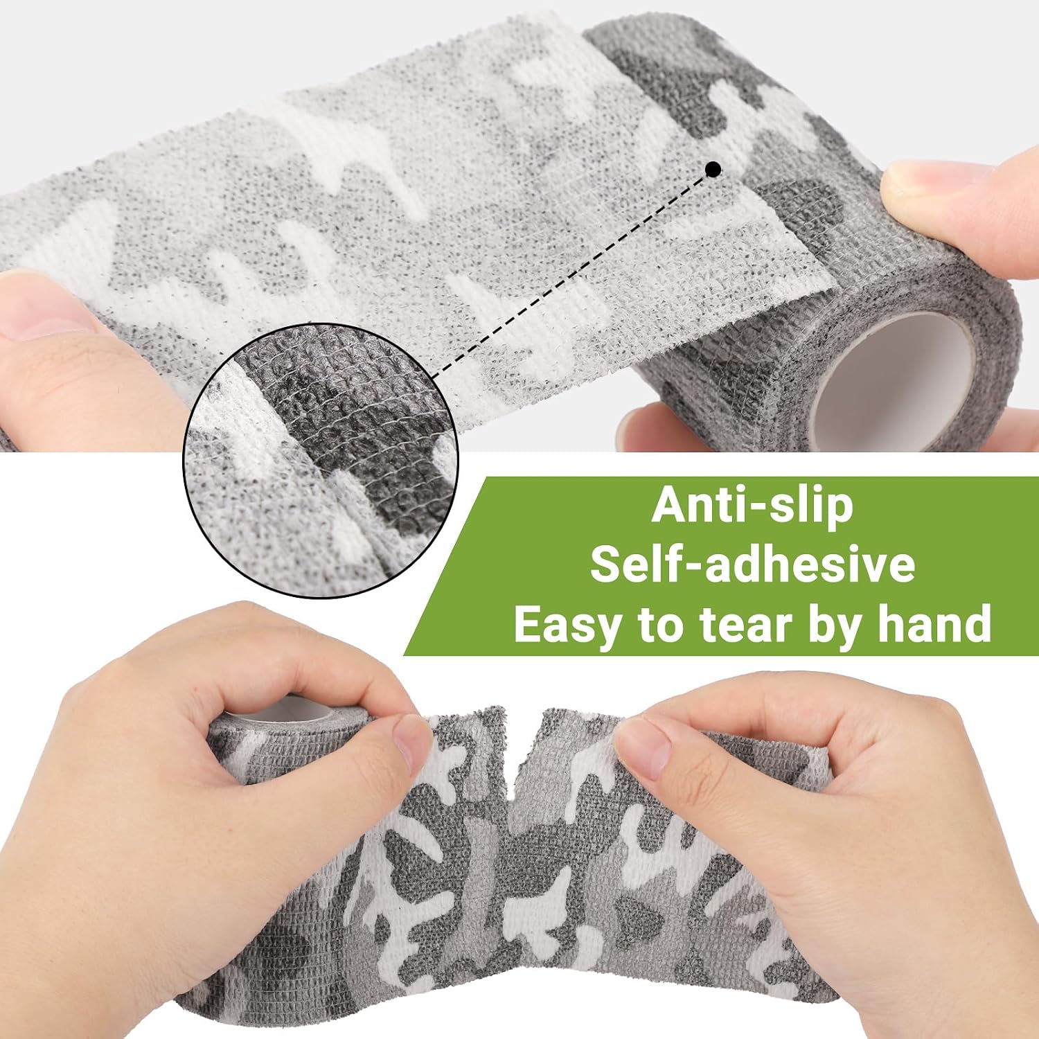 Camo Wraps Tape 6 Rolls, 1/2/3/4in x 14.8ft Self-Adhesive Camo Bandage for Outdoor Sport Camping, Stretch Strip for Sticks Camera Flashlight Bicycle Ball Ice Hockey Bat Rackets Skateboard image 3