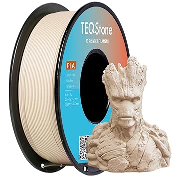 TEQStone PLA Filament 1.75mm Wood White 1KG Spool, Consistent Diameter +/-0.03mm 3D Printer Filament Vacuum Packaging