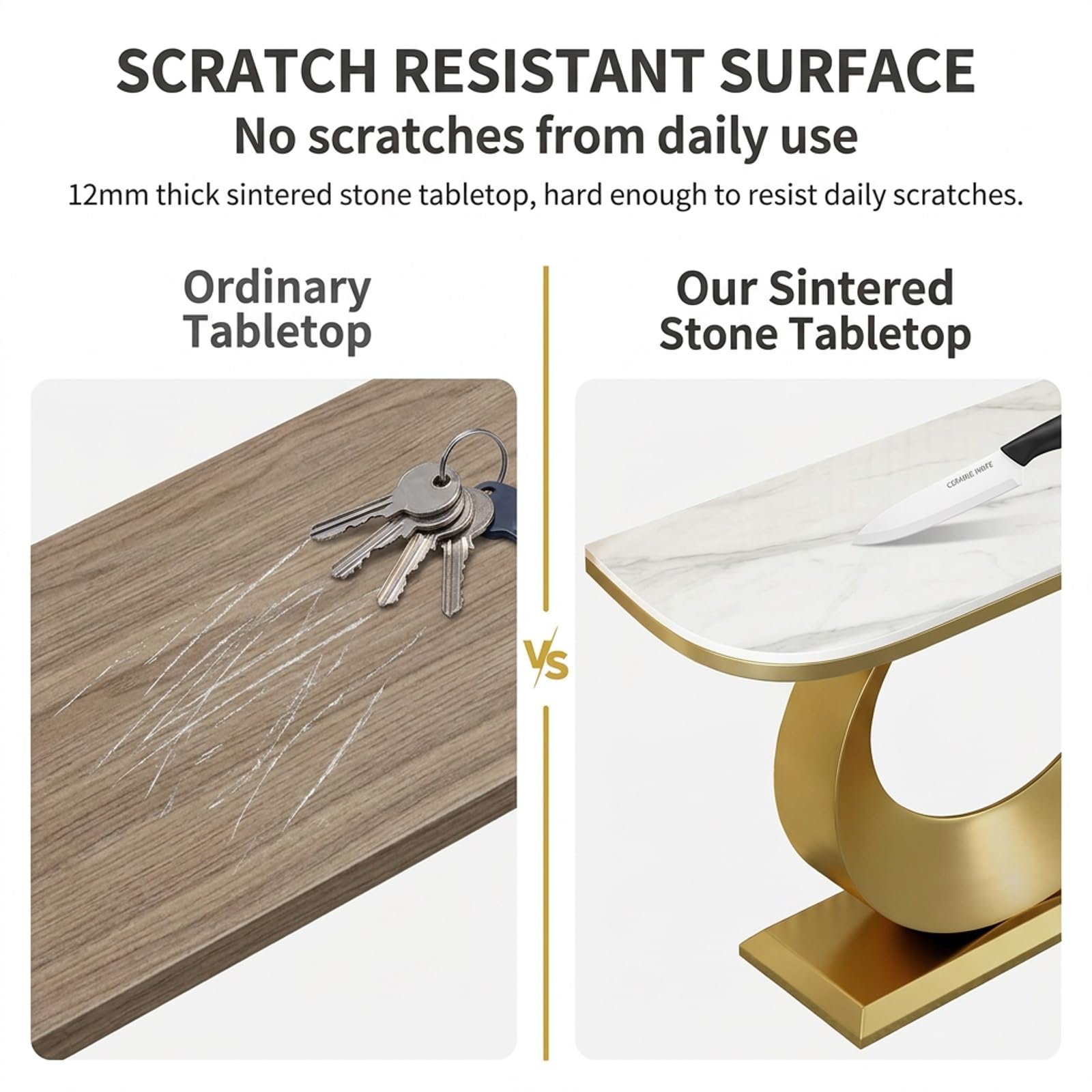 Consolle Moderna da Ingresso con Piano in Pietra Sinterizzata Oro(Gold B,100cm/39.37in)