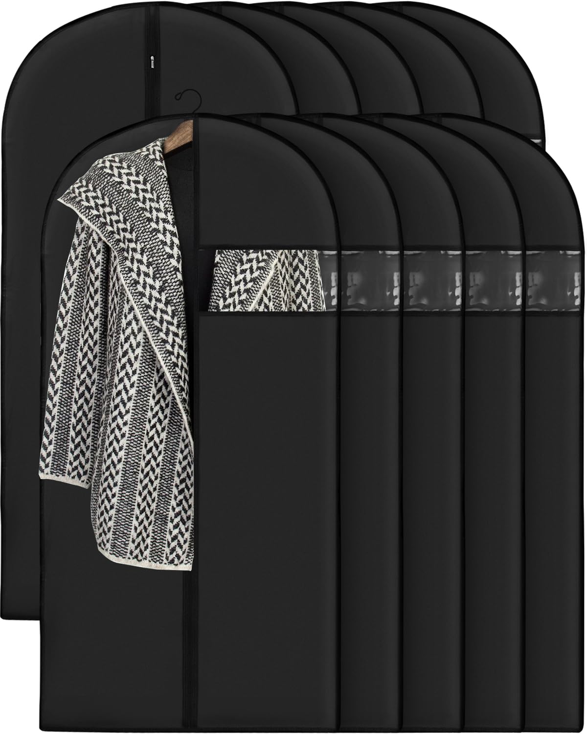 Premium Garment Bag for Clothes (43'' x 24'' set of 10) Black Suit Bag for Travel and Hanging Garment Storage