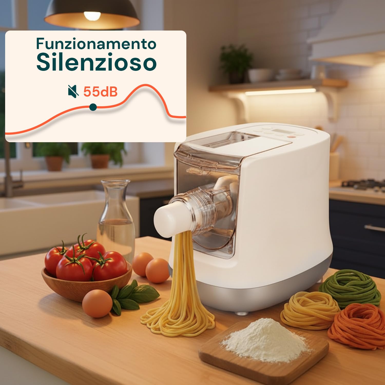 Wintem – Machine électrique pour pâtes fraîches 500g avec affichage numérique et 13 bandes interchangeables pour pâtes fraîches faites maison facile à utiliser et à nettoyer