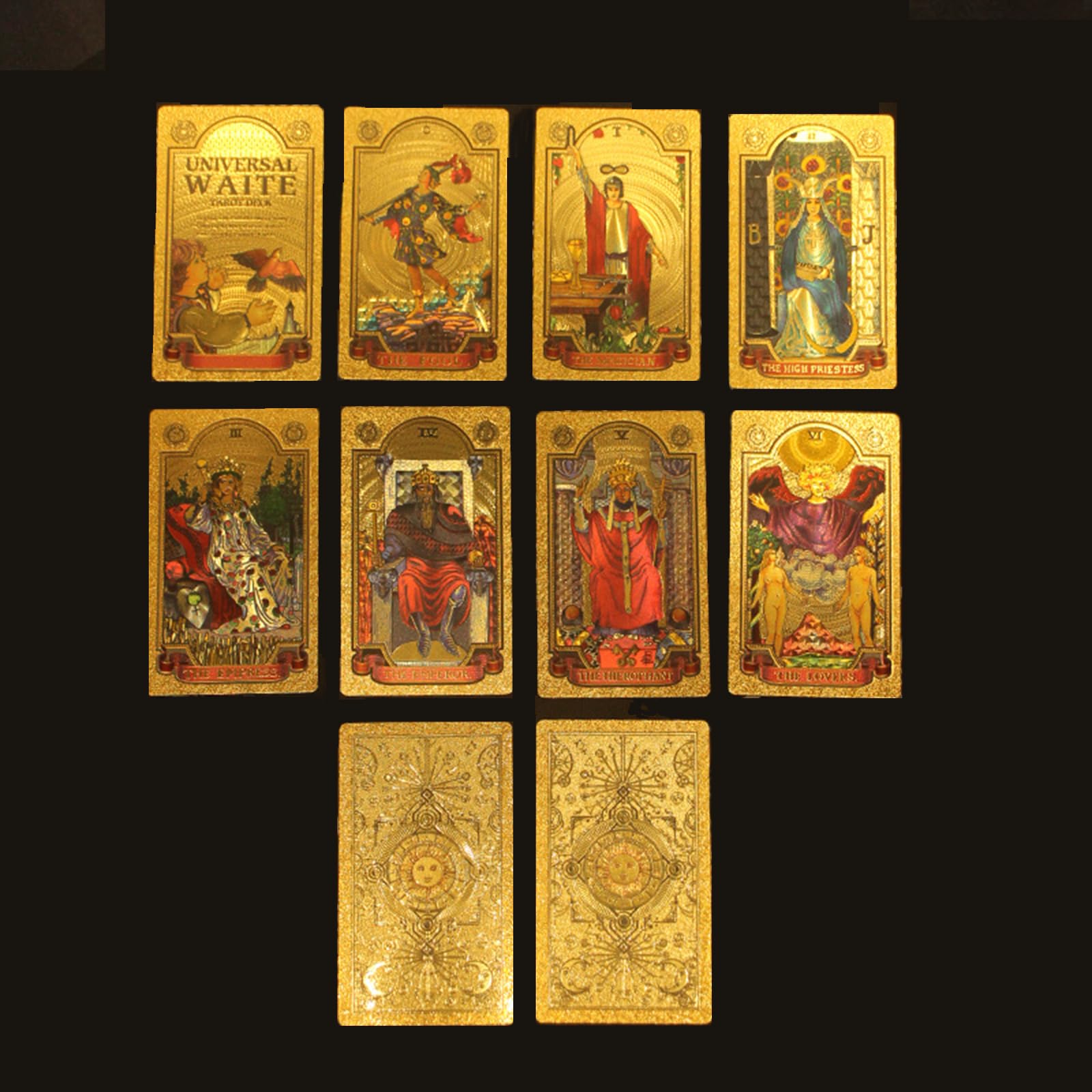 GIBZ Mazzo di Tarocchi Tradizionale Set di Tarocchi di Lusso in Lamina d'oro con Guida Tovaglia Scatola per Principianti, 78 Pezzi