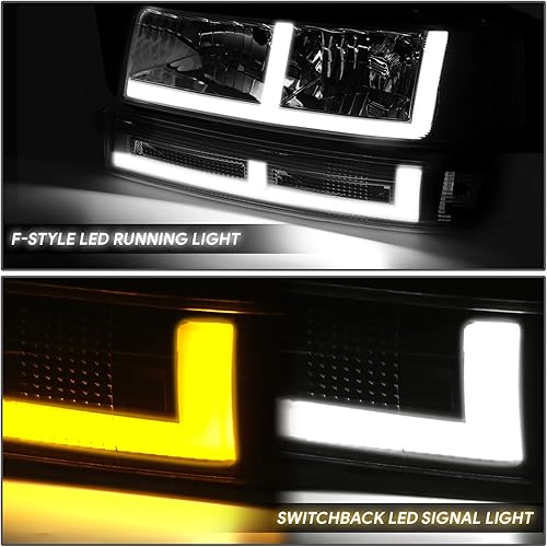 Miniatura 3 de DNA MOTORING F-Style LED DRL Faro delantero + juego de lámparas de estacionamientogiro compatible con 03-14 ExpressSavana 1500, 03-23 ExpressSavana