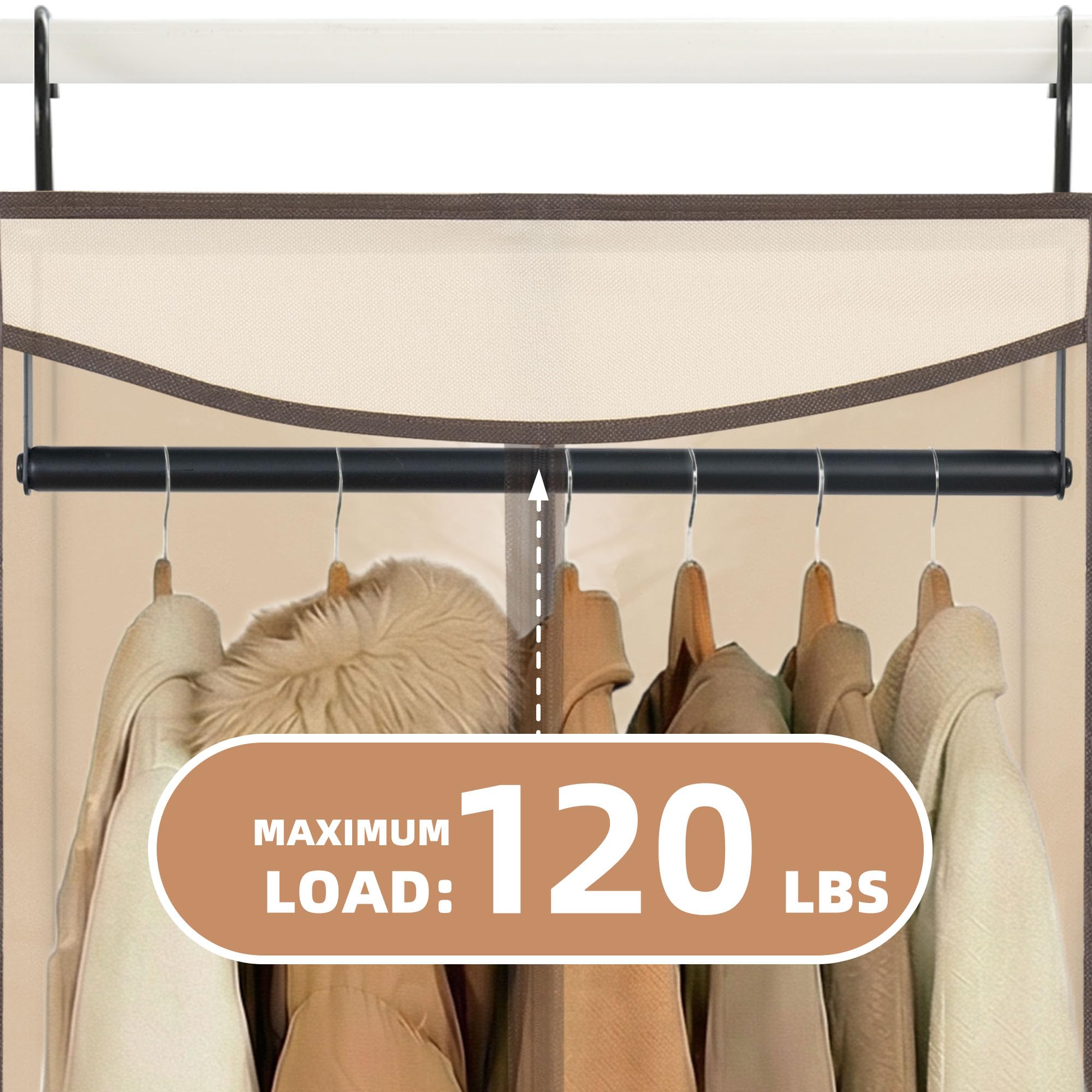 STORAGE MANIAC Kleidersäcke zum Aufhängen, 145 cm lang, für Kleiderschrank, große hängende Kleidertasche für Kleider, Anzüge, Mäntel, Reißverschlussabdeckung mit versiegeltem transparentem Fenster