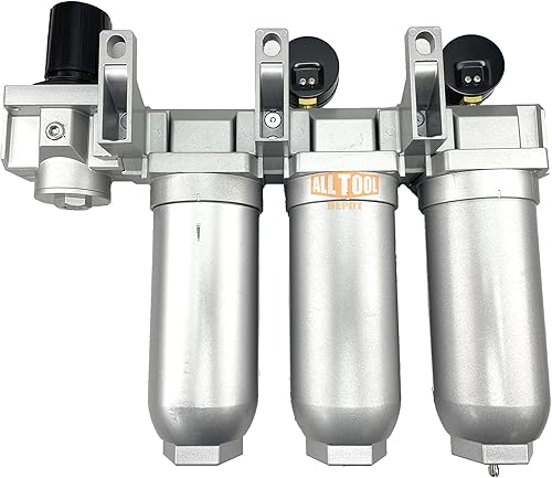 Miniatura 6 de Sistema regulador de secado desecante de grado industrial de 1.0 in NPT de 4 etapas para líneas de aire comprimido, cuencos de metal, ideal para