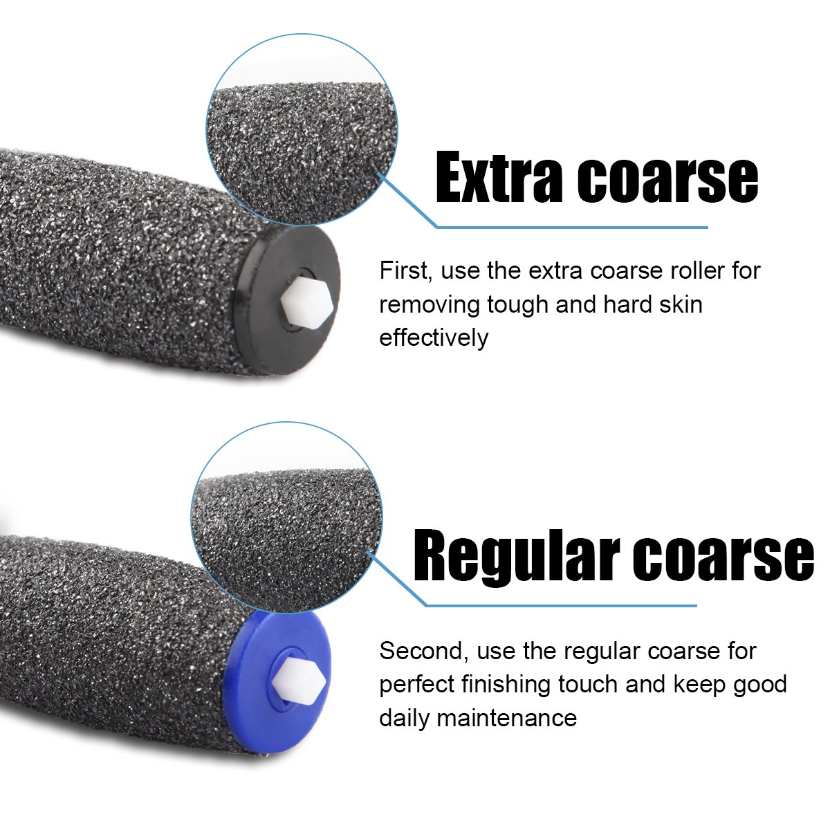 Premium 5 Extra Coarse & 5 Regular Coarse Replacement Refill Roller for Amope Pedi Refills Electronic Perfect Foot File