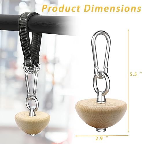 Miniatura 3 de Bolas de agarre de madera para pull-ups - 2 en 1 diseño de parte superior plana y media esfera - Entrenador de fuerza de antebrazo de madera de haya