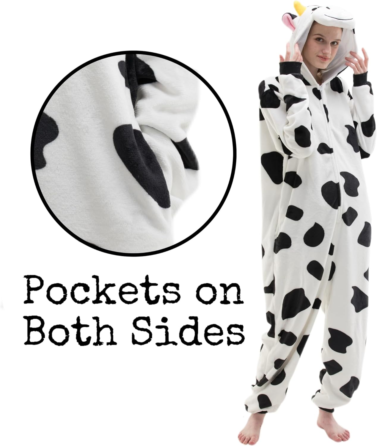 Snug Fit Unisex Adult Onesie Pajamas, Flannel Animal Cosplay One Piece Halloween Costume hooded Sleepwear Homewear