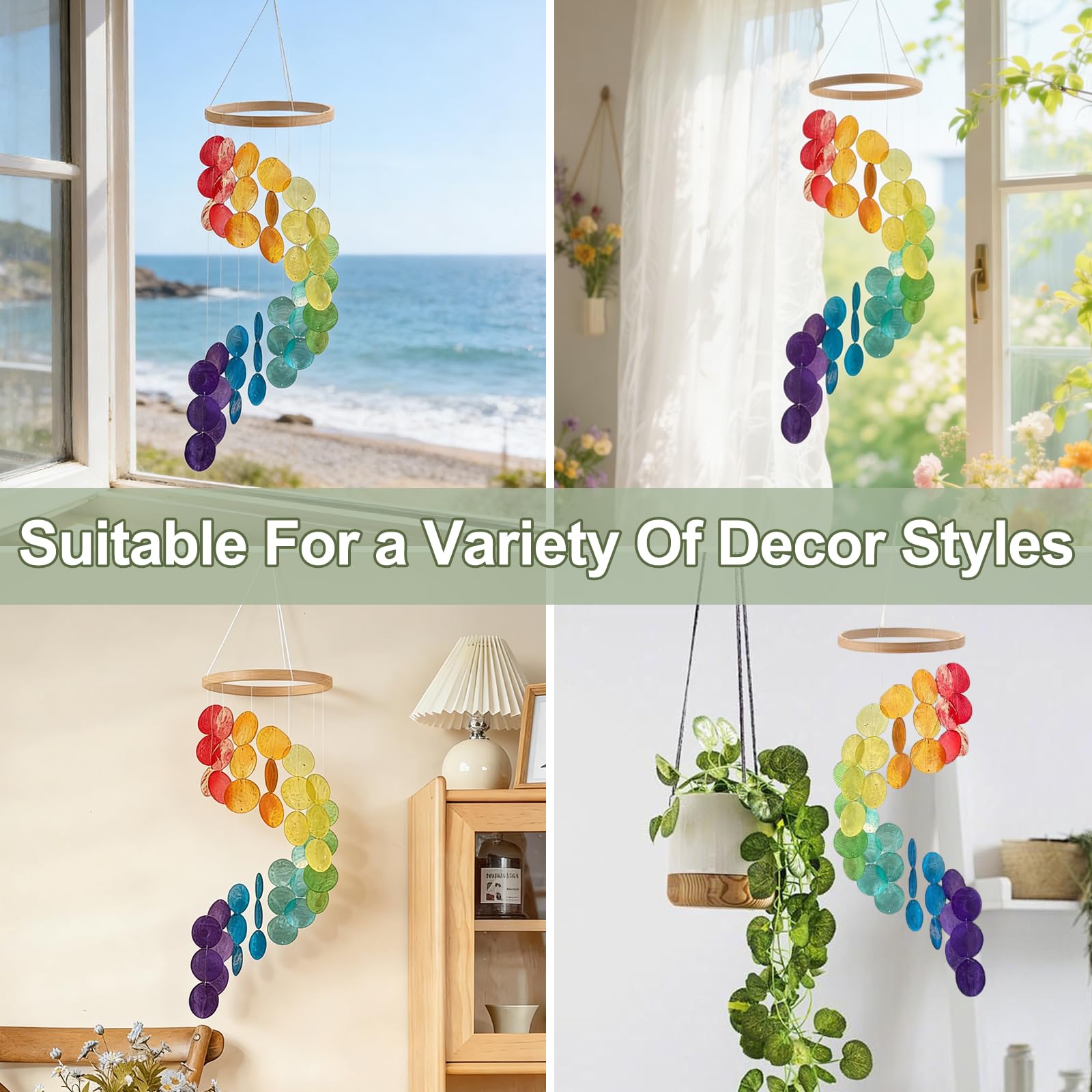 Decorazioni Giardino Per Esterno,Campane A Vento,Scacciapensieri Da Appendere,Decorazione A Conchiglia Per Finestre, Pareti, Patio, Giardino, Portico, Decorazione Domestica Esterna