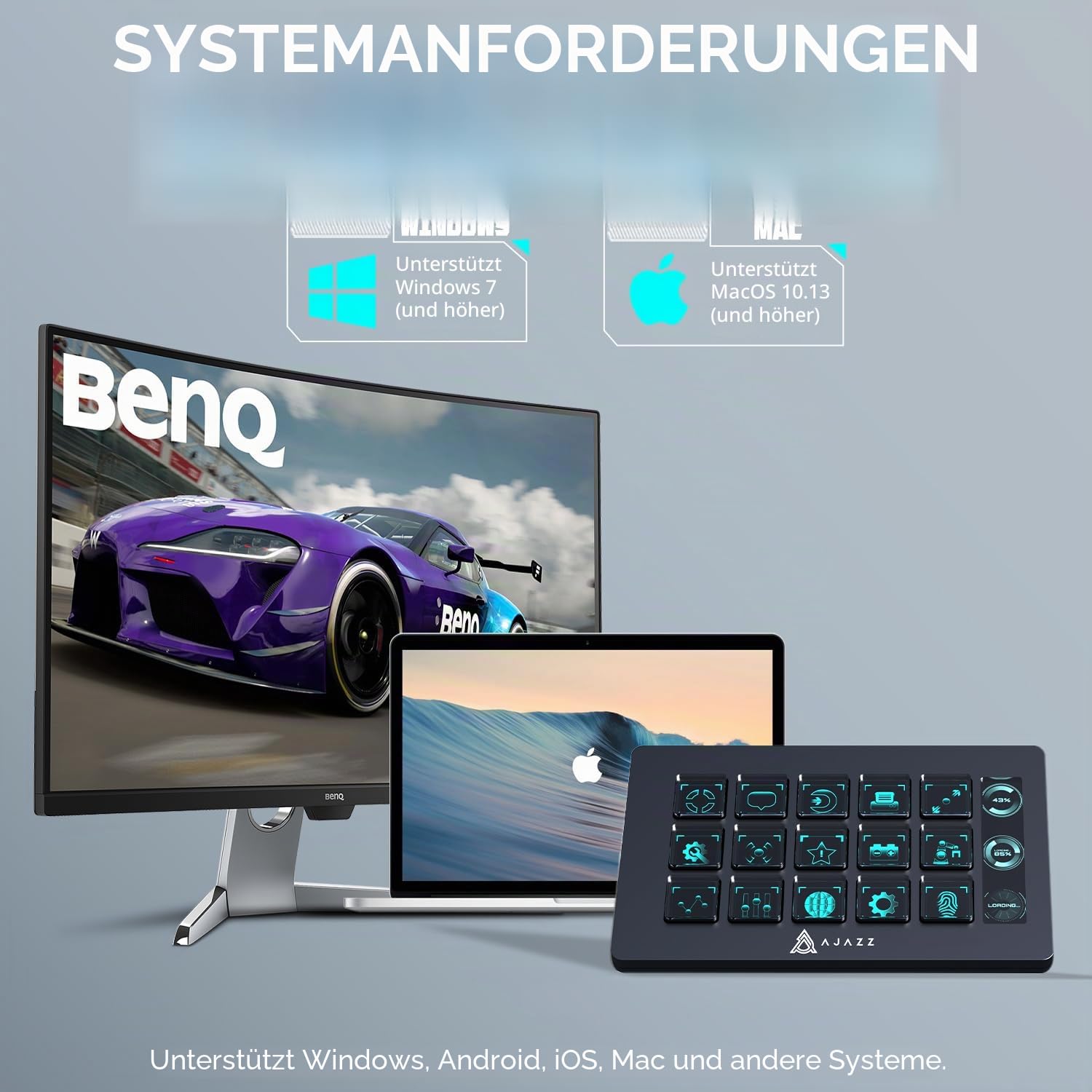 AKP153 Studio-Controller, 15 Makrotasten, Auslösen von Aktionen in Apps und Software wie OBS, Twitch, ​YouTube, benutzerdefinierte Konsole für Live-Streaming, Foto- und Videobearbeitung (weiß)