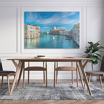 油彩画 ヴェネツィア 運河風景 絵画 額縁付き インテリア アート 匿名発送 881b581bbb5c0d8c6de5abbd877f52