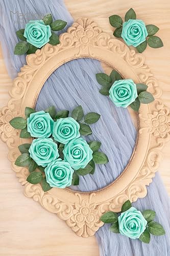 Miniatura 6 de MACTING Flores de rosas artificiales, toque real para bricolaje, ramos, fiesta de boda, baby shower, hogar, decoración de árbol de Navidad, 60 piezas