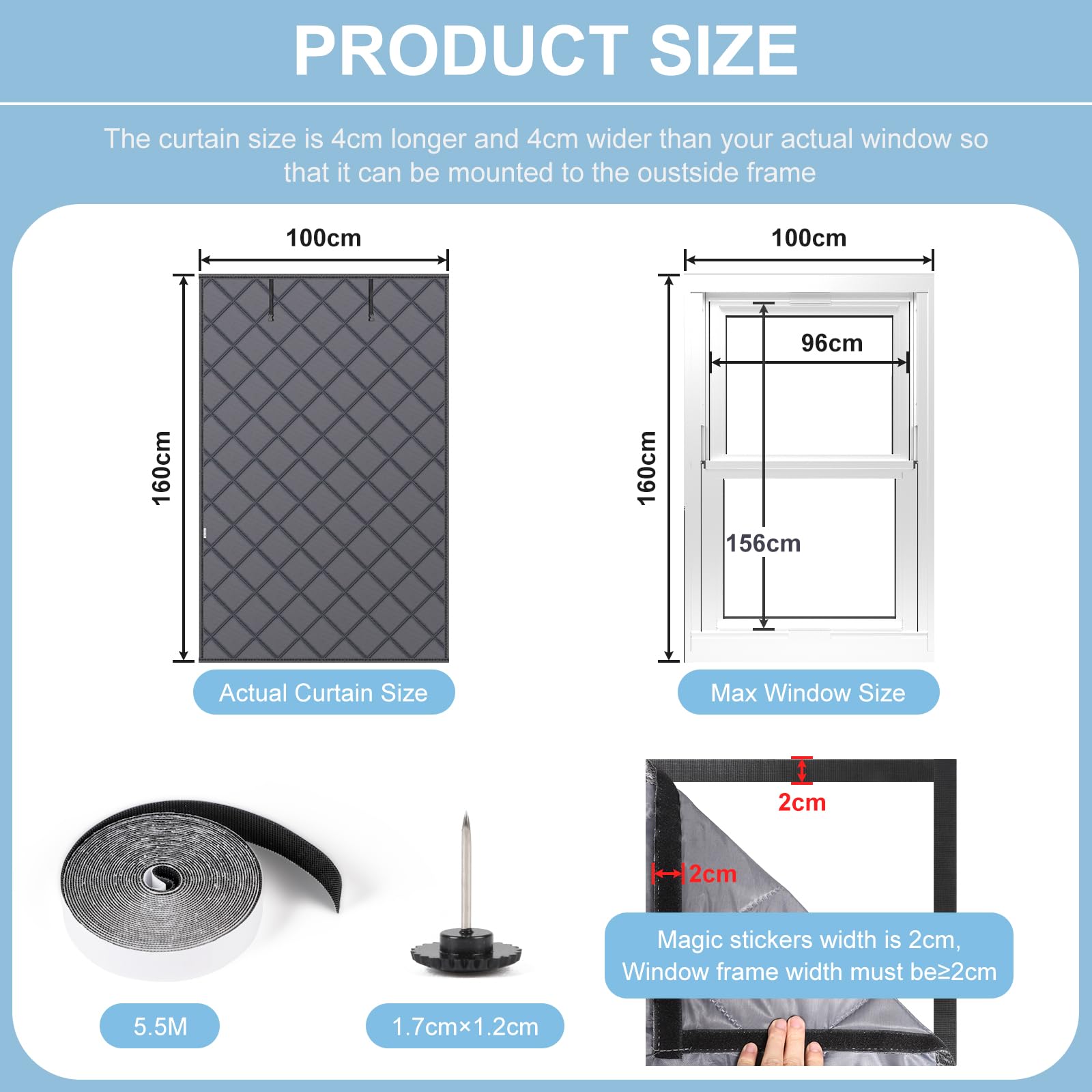 EFUTURETIME Kit de Aislante Termico Ventanas Protege Del Frio y Calor 160 X 100cm, Cortinas Térmicas y Cortavientos para Invierno, Aislamiento Térmico para Ventanas de Buhardillas y Caravanas