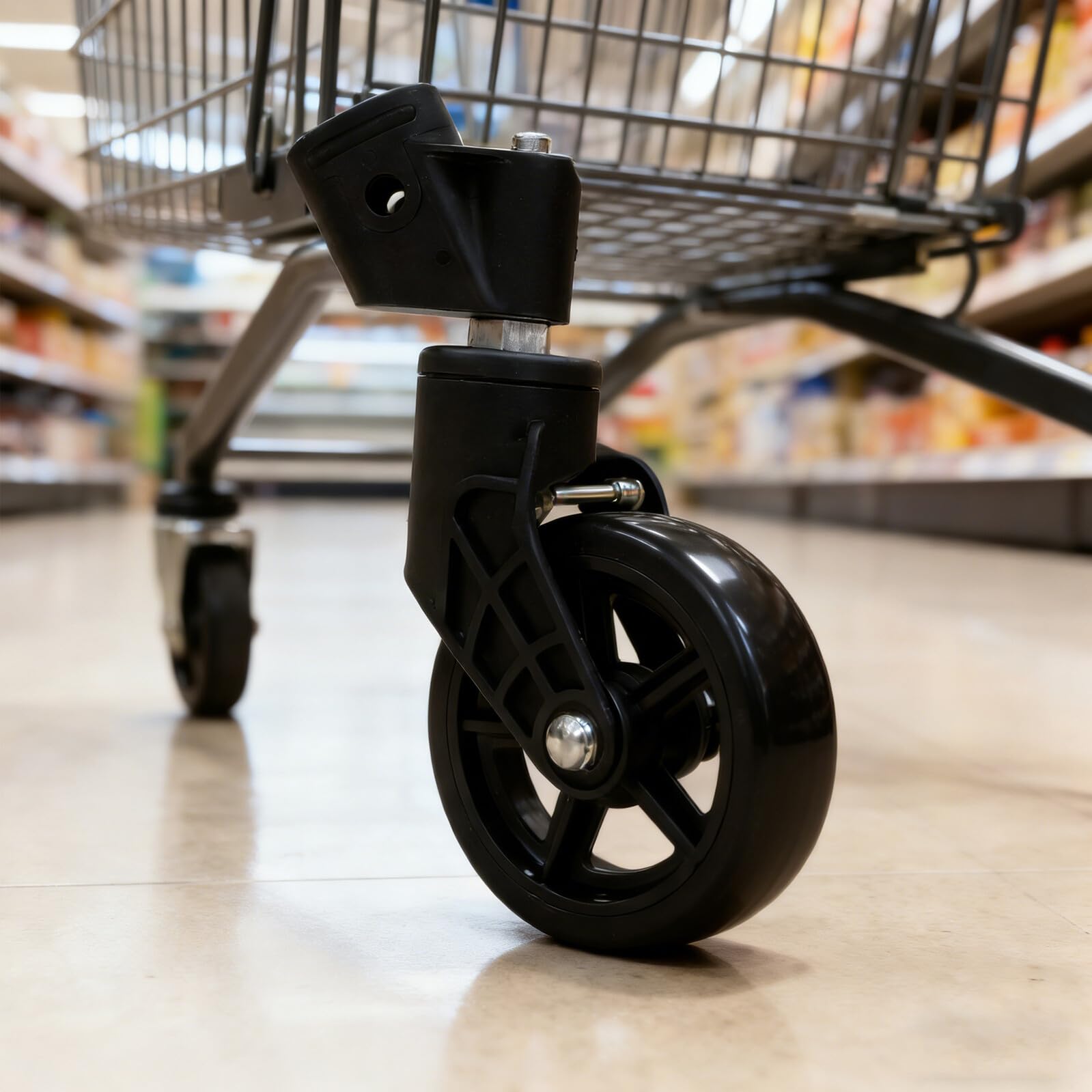 4 Ruote Girevoli Anteriori per Carrelli della Spesa 12,5x25 Mm, Ruote di Ricambio Silenziose e Resistenti per Carrelli Mobili, Facili da Montare, Adatte a Supermercati e Magazzini