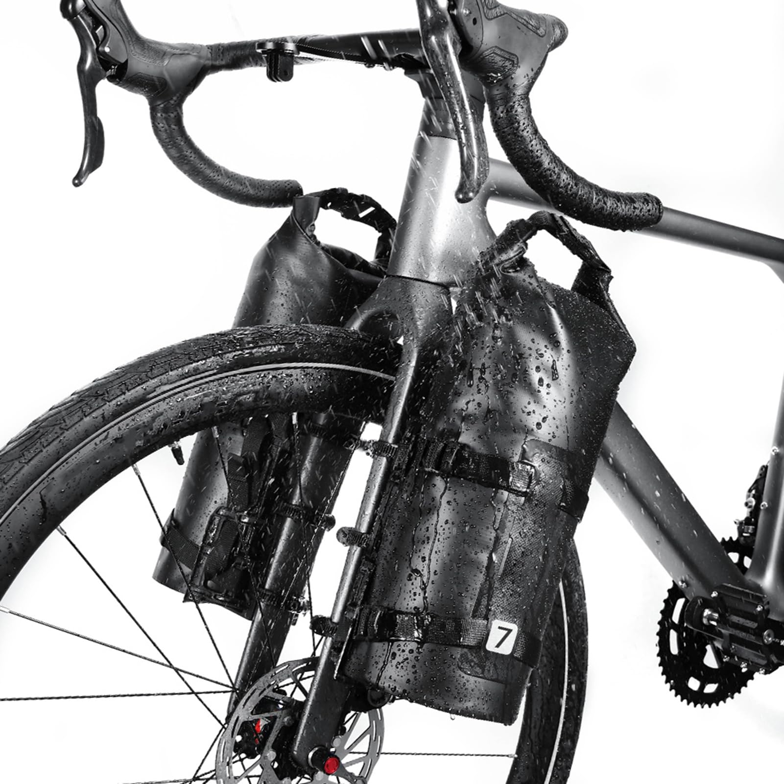 Kavolet Lot de 2 sacoches de Fourche de vélo, 3 l/7 l, imperméables, avec Haut roulable, Sac de séchage pour Porte-Bagages, imperméable, Accessoires de vélo Professionnels