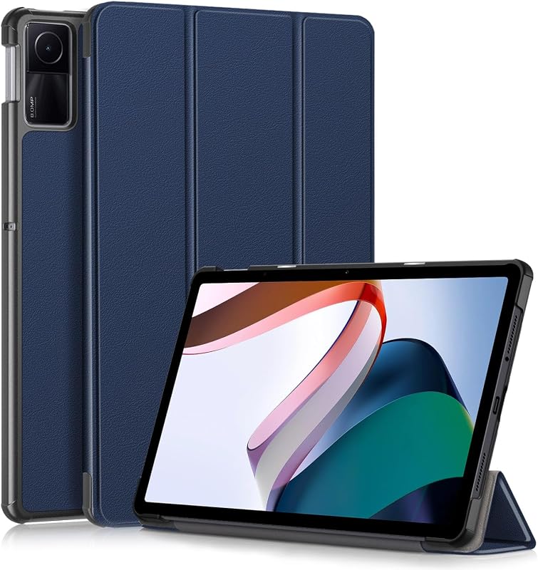 Funda para tableta Xiaomi Redmi Pad SE, cubierta de soporte de cuero PU ultrafina, azul marino, múltiples ángulos de soporte horizontales, protección ajustada para modelo 2023 de 11''
