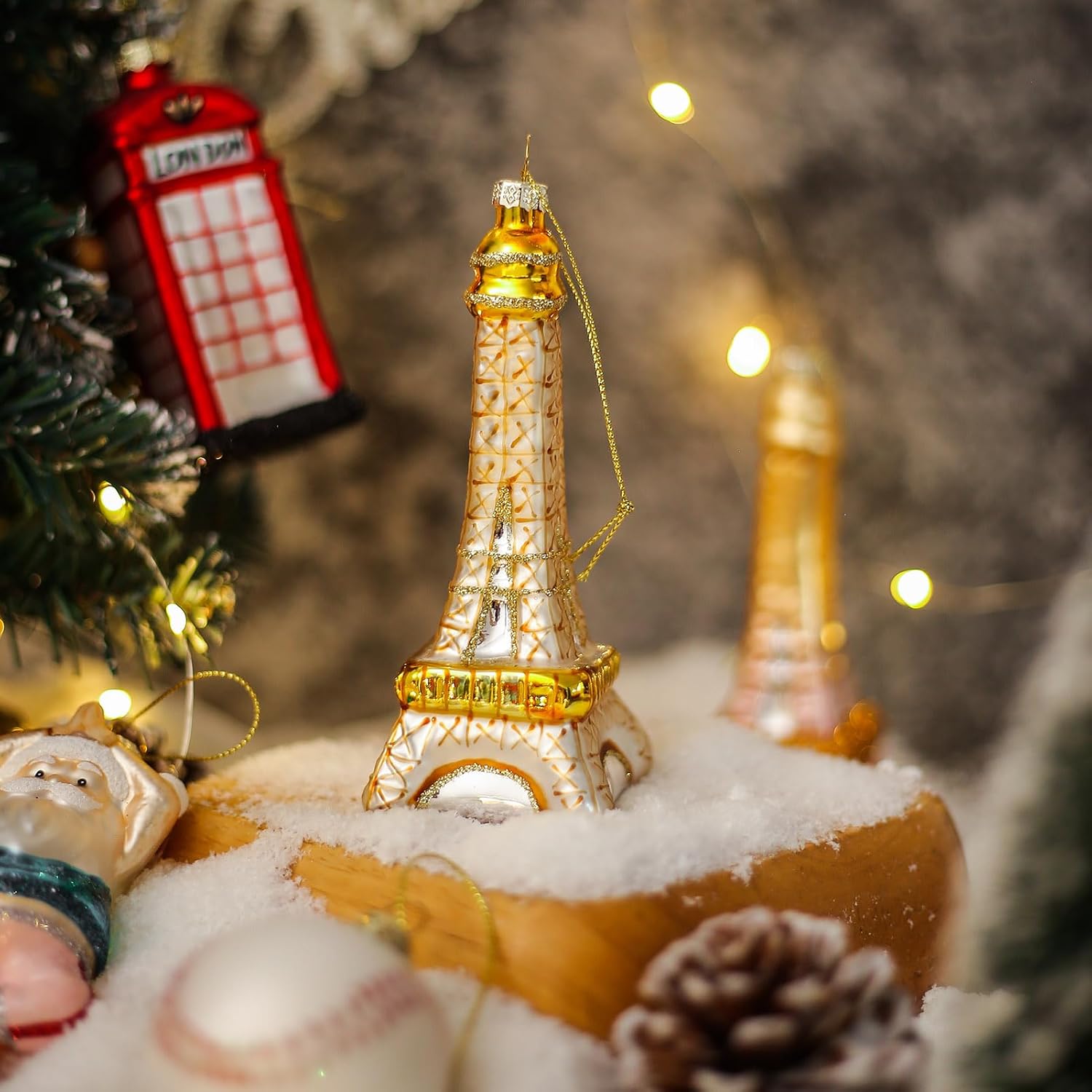 Glass Christmas Ornaments 2024, Eiffel Tower Christmas Ornaments Blown Glass Ornaments for Christmas Tree Decorations (Brown) - Image 3