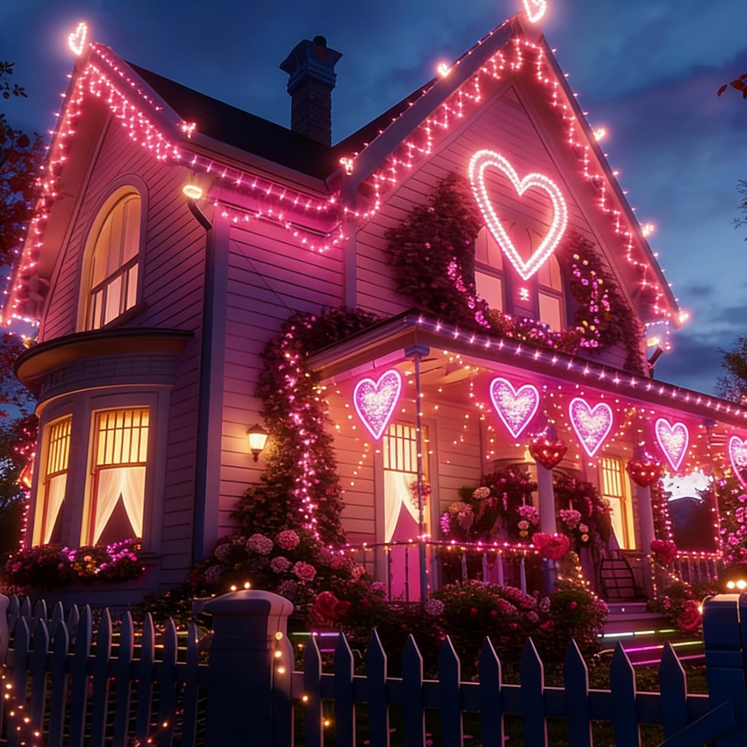 100 LED 2 Pack Pink Valentines Day Lights, 17.4Ft Battery Operated Mini String Lights with 8 Modes & Timer Waterproof Lights for Patio Garden Party Wedding Valentine's Day Decorations