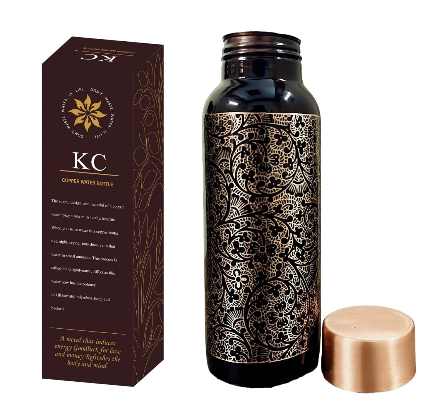 KC Pure Copper Designer Water Bottle with Advanced Leak Proof ...