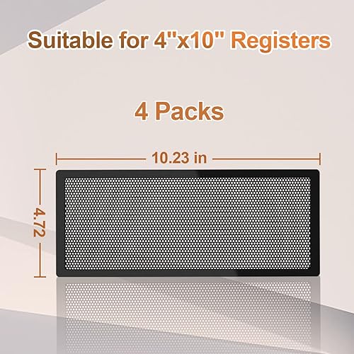 Miniatura 6 de Cubierta de ventilación para registro de piso, malla de rejilla de ventilación de 4 x 10 pulgadas, cinta de marco perfecta para filtros de